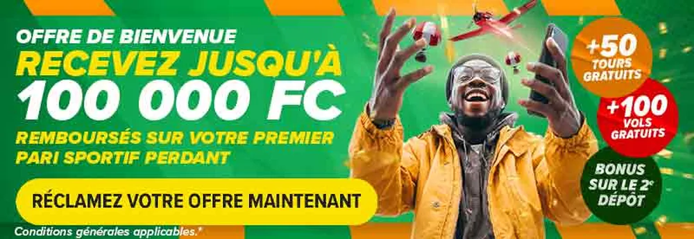Bannière de l’offre d’accueil de Premier Bet pour la RDC